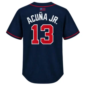 Ronald Acuna Jr. Braves Navy Jersey Vibrant Alternate MLB baseball