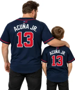Ronald Acuna Jr. Braves Navy Jersey Vibrant Alternate MLB baseball