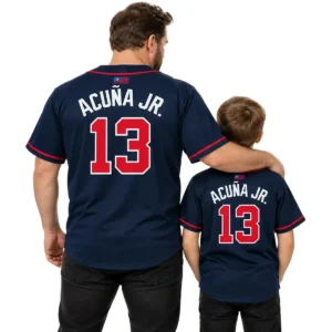 Ronald Acuna Jr. Braves Navy Jersey Vibrant Alternate MLB baseball