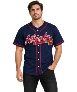 Ronald Acuna Jr. Braves Navy Jersey Vibrant Alternate MLB baseball