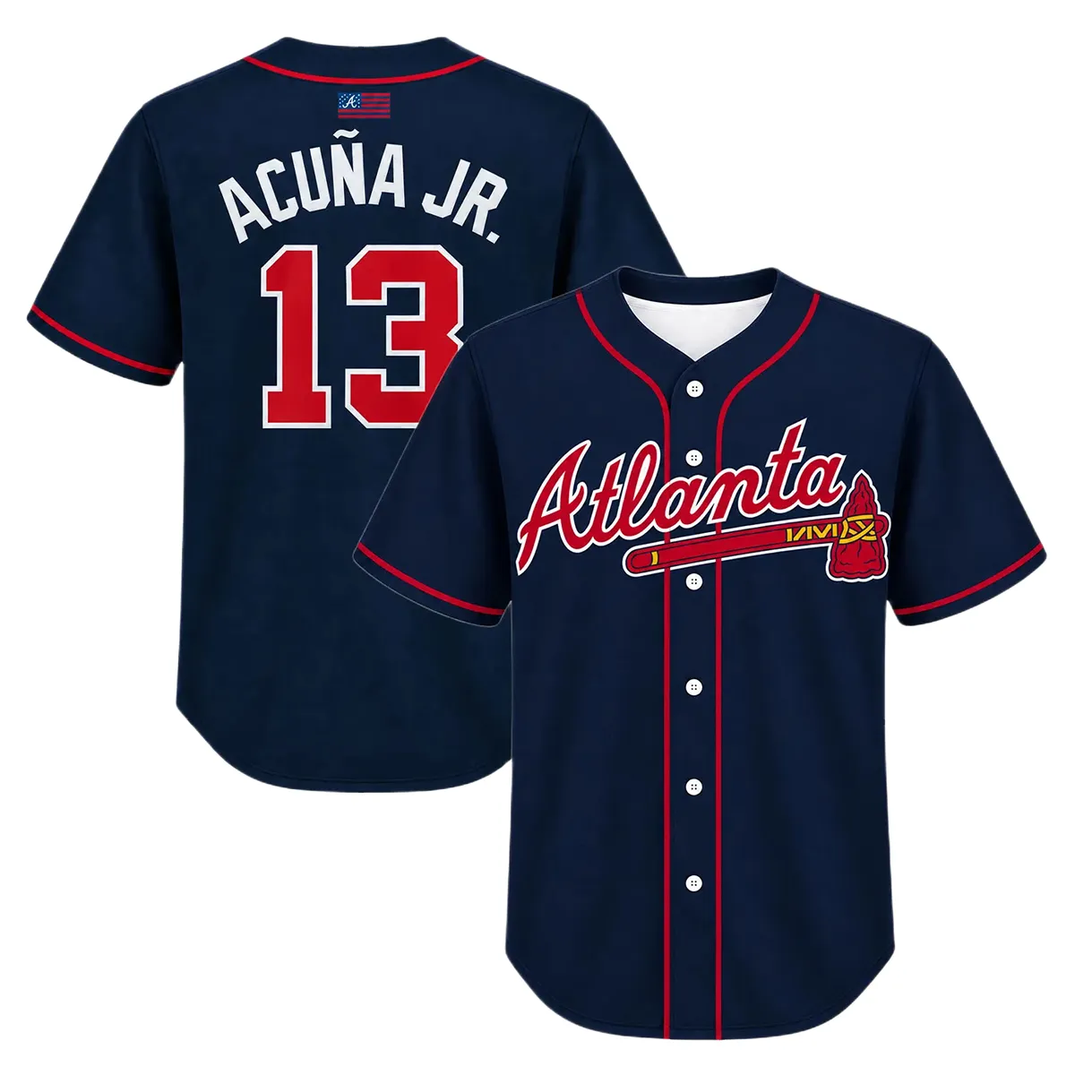 Ronald Acuna Jr. Braves Navy Jersey Vibrant Alternate MLB baseball