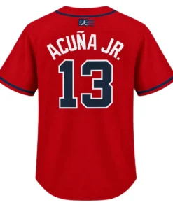 Ronald Acuna Jr. Braves Red Jersey Vibrant MLB baseball