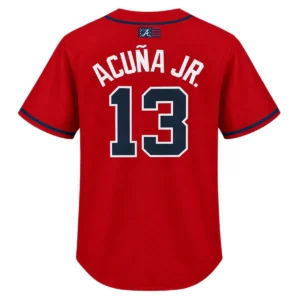 Ronald Acuna Jr. Braves Red Jersey Vibrant MLB baseball