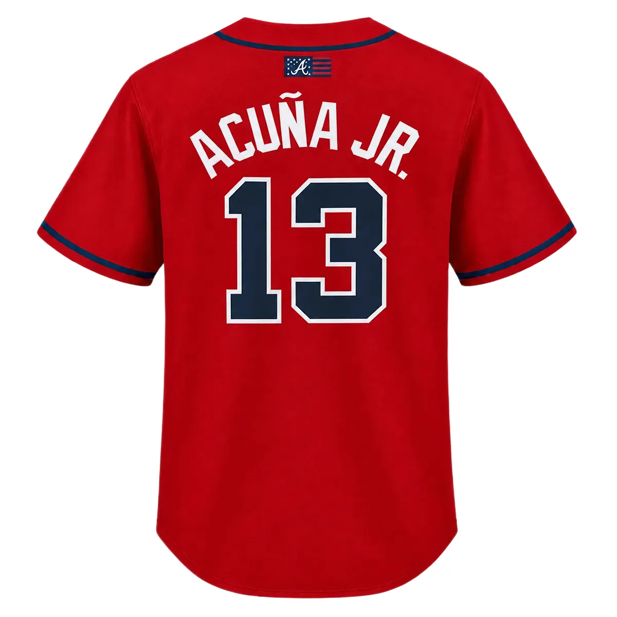 Ronald Acuna Jr. Braves Red Jersey Vibrant MLB baseball