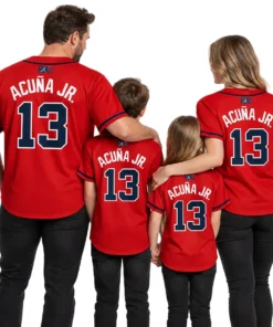 Ronald Acuna Jr. Braves Red Jersey Vibrant MLB baseball
