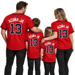 Ronald Acuna Jr. Braves Red Jersey Vibrant MLB baseball
