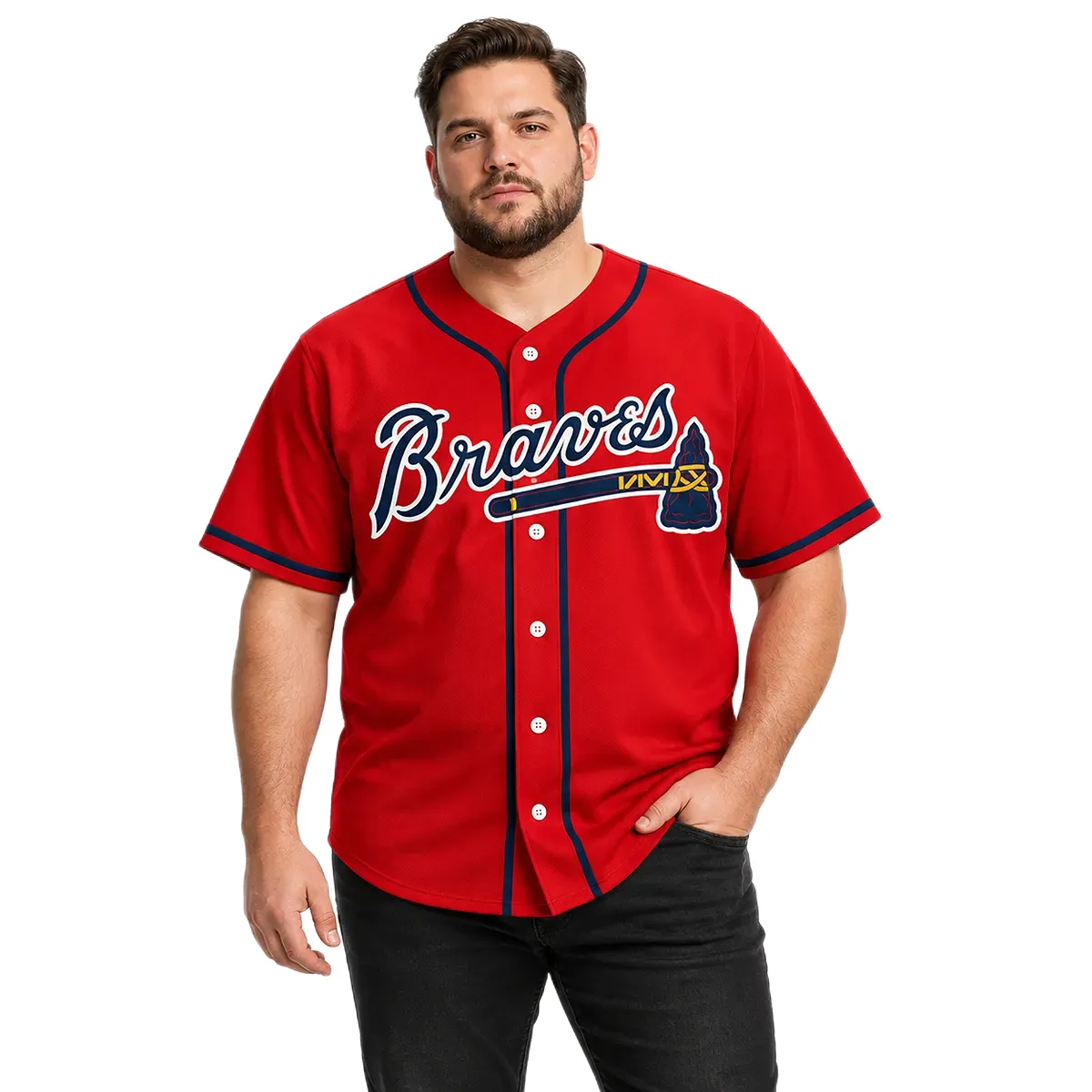 Ronald Acuna Jr. Braves Red Jersey Vibrant MLB baseball