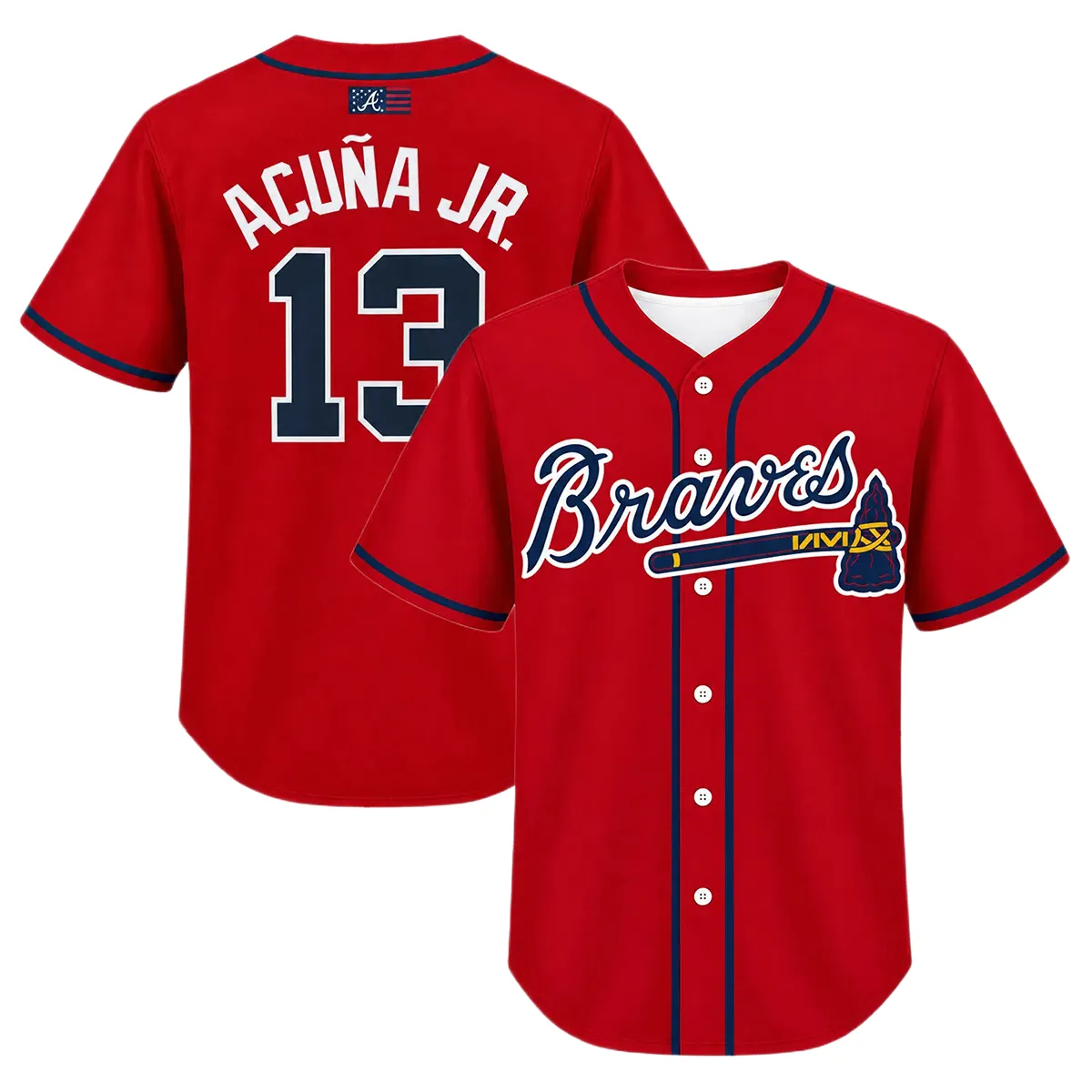 Ronald Acuna Jr. Braves Red Jersey Vibrant MLB baseball