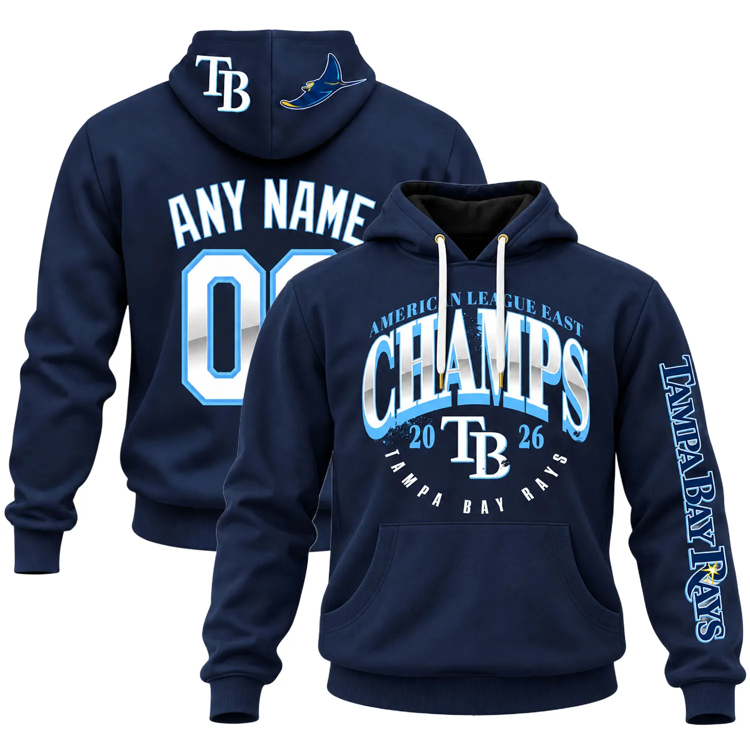 TB Rays Champions Hoodie 2026 Custom – Bold AL East MLB