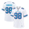 Titans Jeffery Simmons White Jersey 2026 front and back views with TENNESSEE lettering, SIMMONS name and number 98