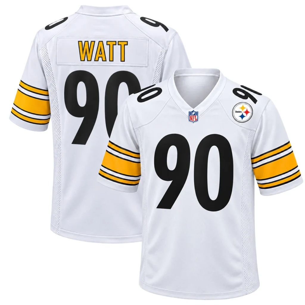 TJ Watt Pittsburgh Steelers White Jersey – Bold Player Edition