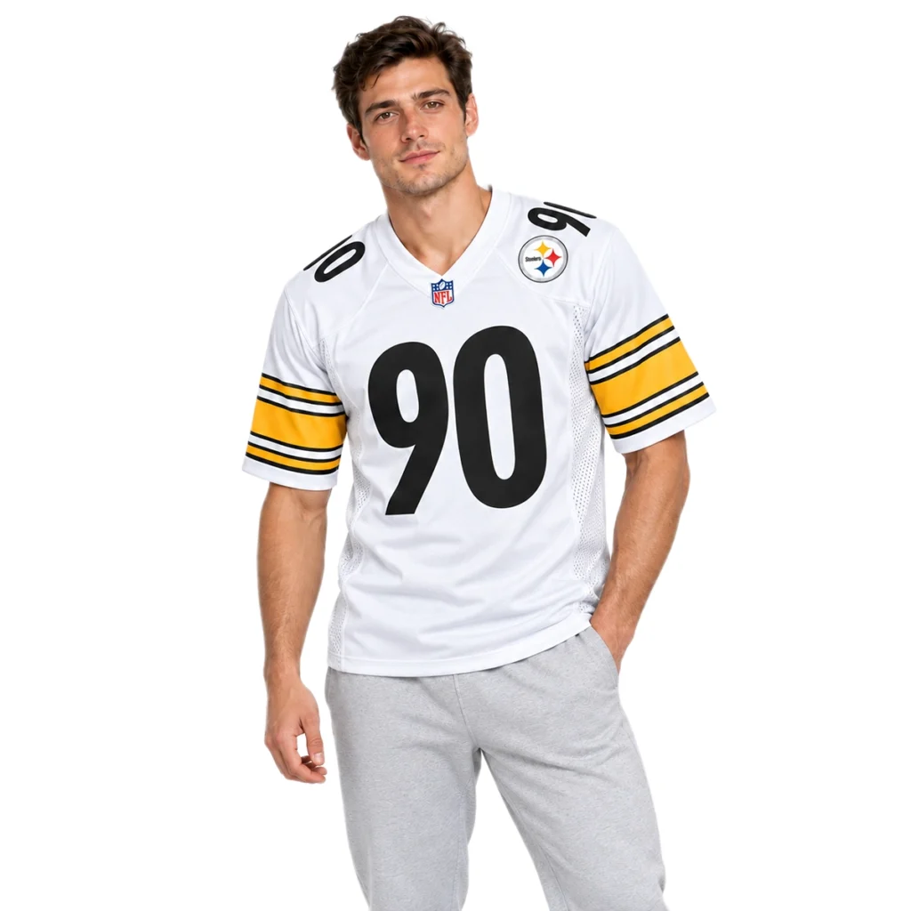 TJ Watt Pittsburgh Steelers White Jersey – Bold Player Edition