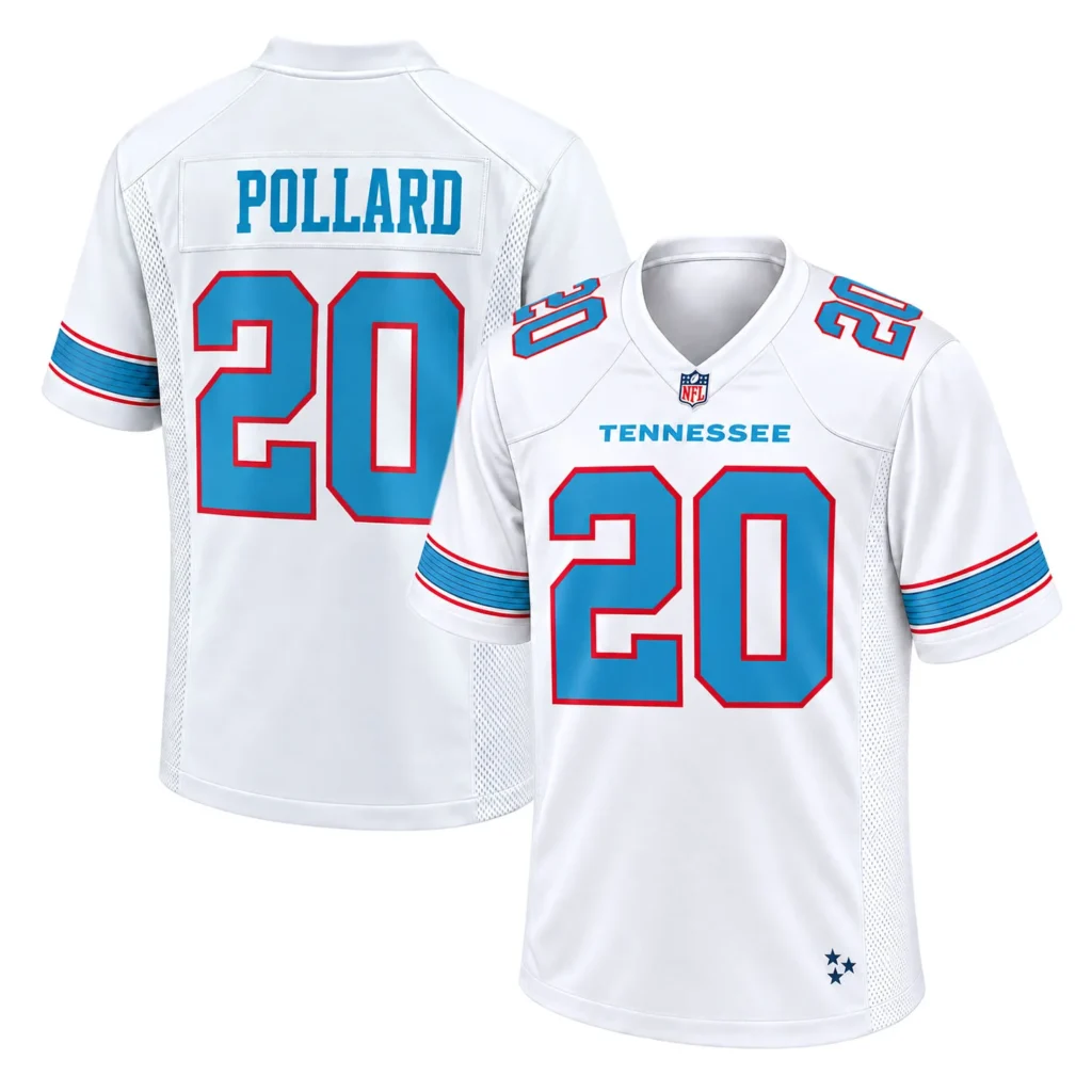 Men's Tony Pollard Titans White Jersey Bold Name & Number