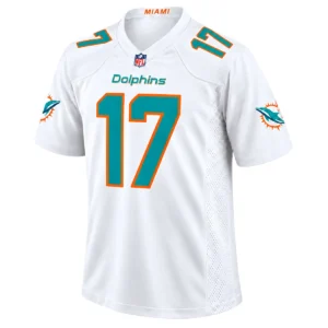 Trey Moore Miami Dolphins Jersey front with aqua number 17 and orange outline