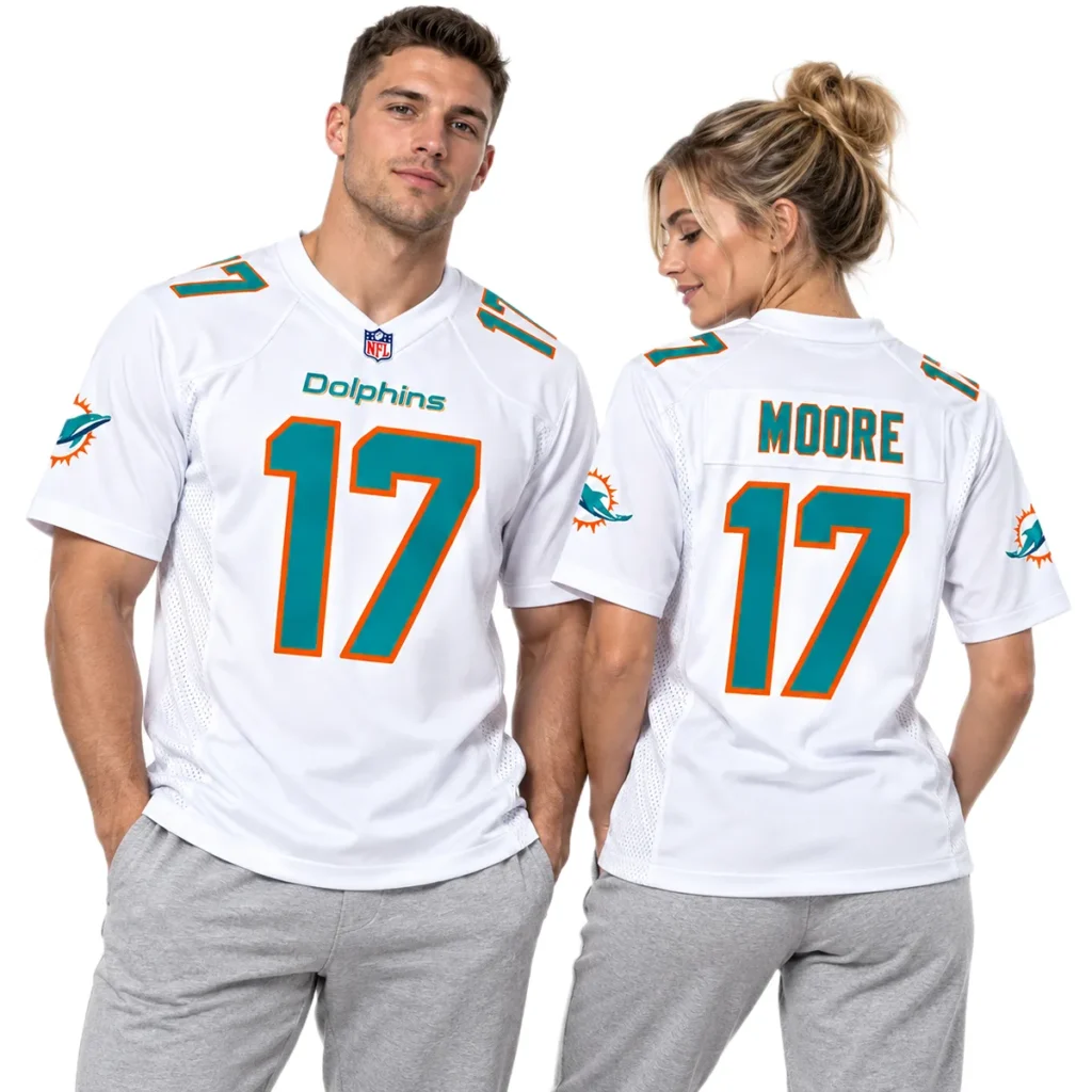 Trey Moore Miami Dolphins Jersey Bold White Away Style