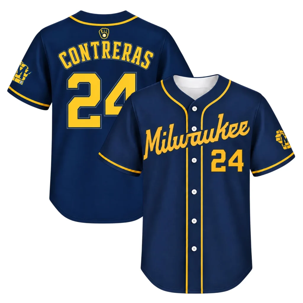 William Contreras Brewers Jersey Youth Bold MLB Championship Series baseball
