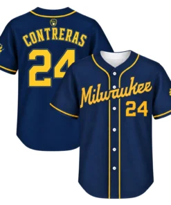 William Contreras Brewers Jersey Youth Bold MLB Championship Series baseball